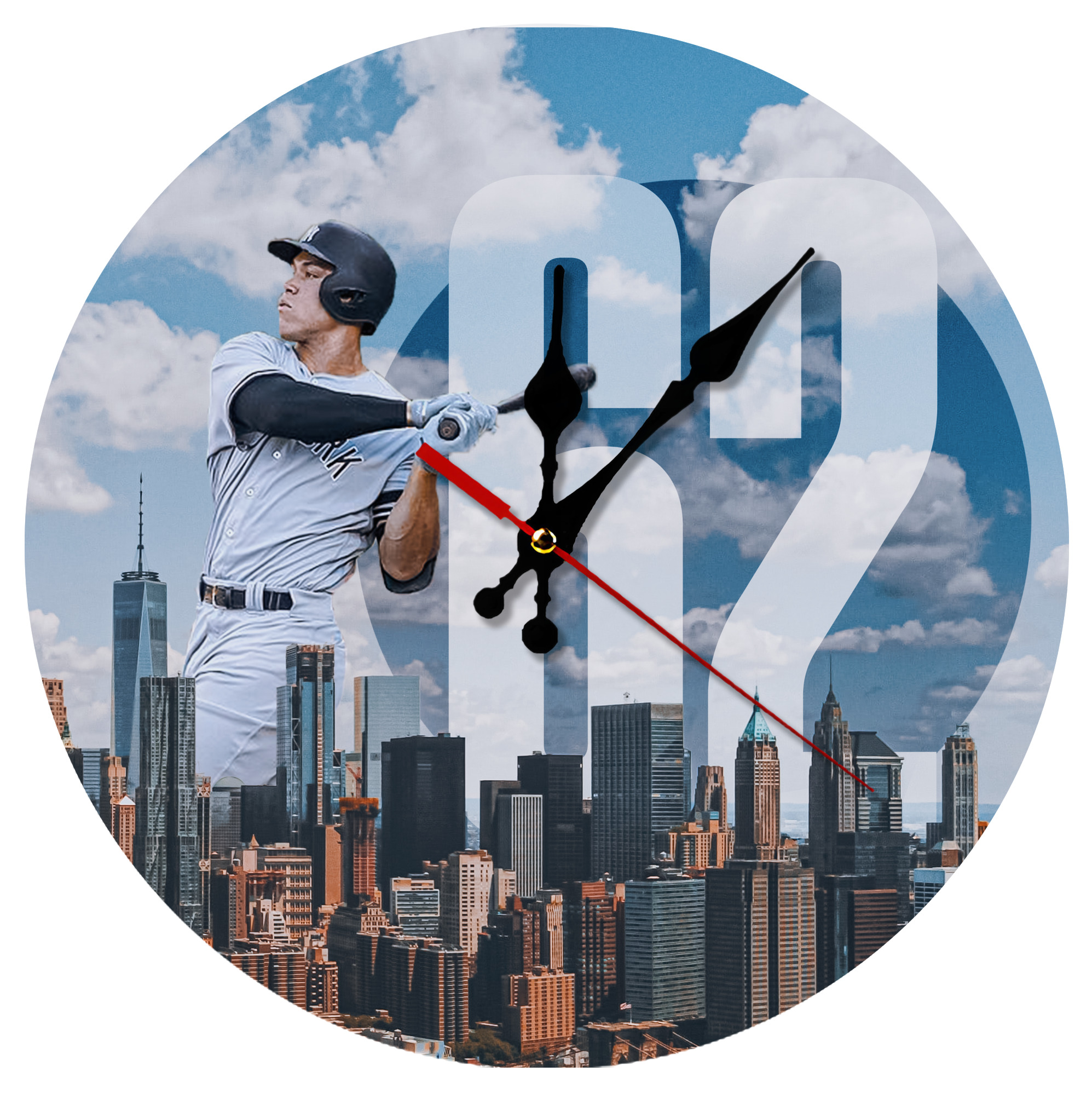 Aaron Judge 62 Home Runs Silent Round Wall Clock – Modern & Stylish DIY Design, Durable Wood Construction, Easy To Install – Perfect For Office, Bedroom, Living Room, And More